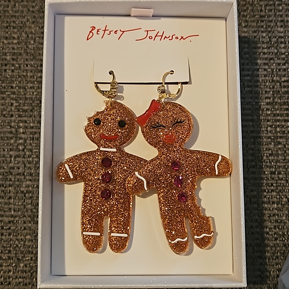 Betsey Johnson Gingerbread Couple Earrings